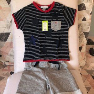 Petit let baby boy shorts and shirt outfit.6M